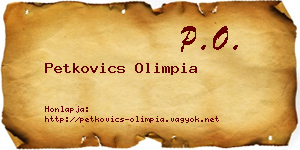 Petkovics Olimpia névjegykártya