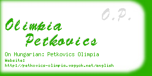 olimpia petkovics business card